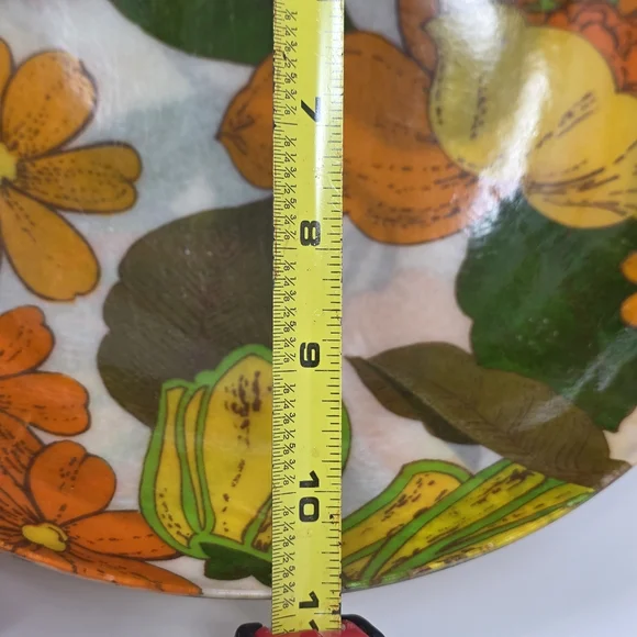 Vintage MCM Flower Power Fiberglass Salad Serving Bowl Rare Retro Floral Deco - Picture 7 of 7